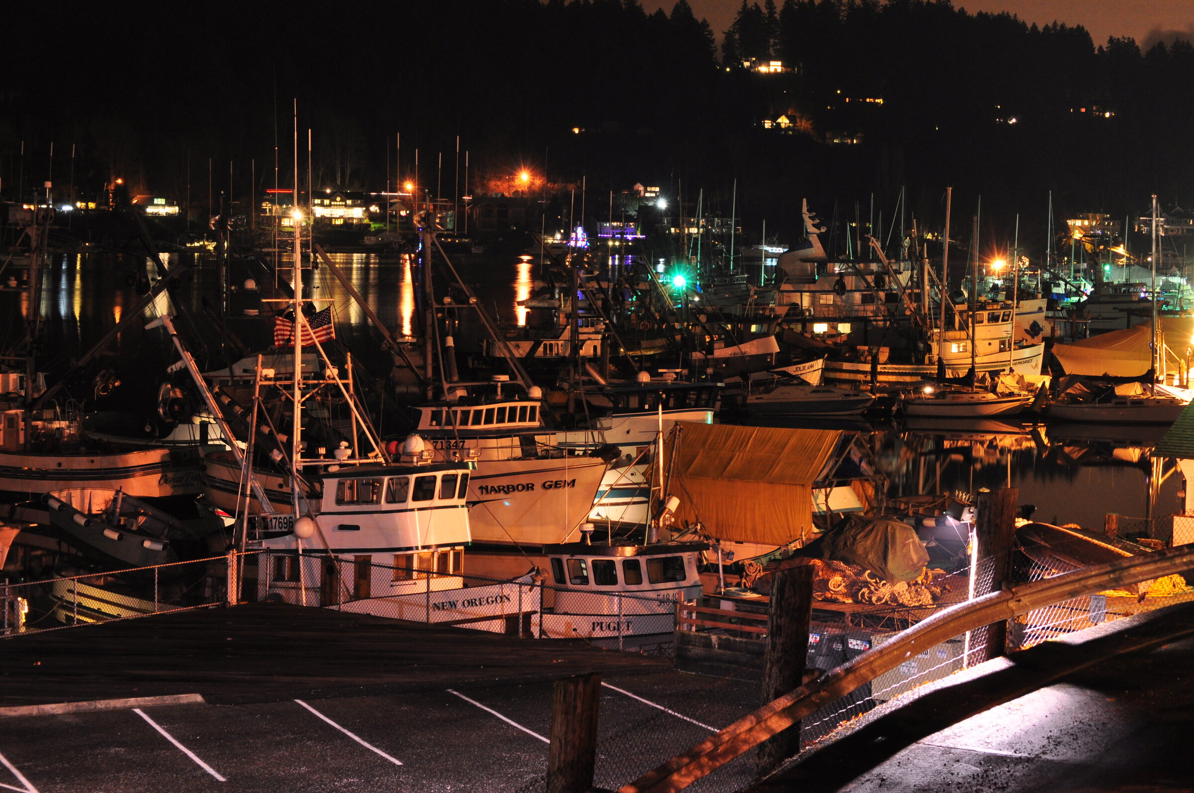 The Gig Harbor fishing fleet at rest in the harbor